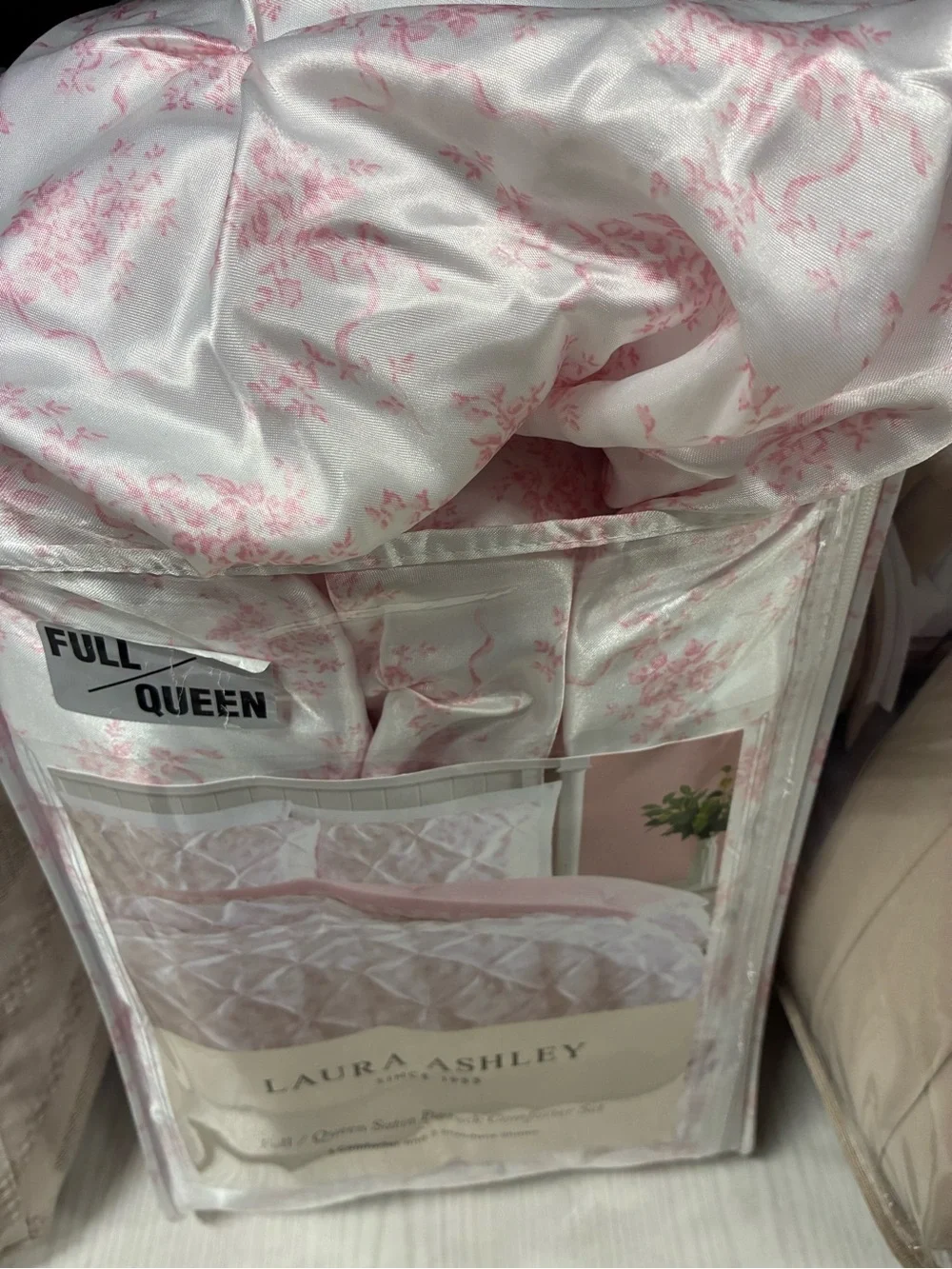 Laura Ashley Pink Satin Pintuck Comforter Set
